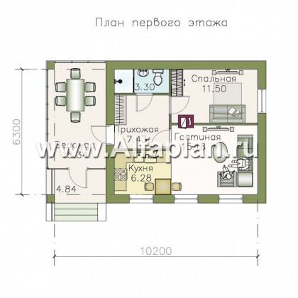 Проекты домов Альфаплан - Проект гостевого кирпичного дома в русском стиле - превью плана проекта №1