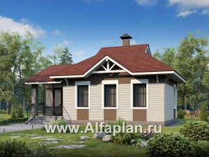 Проекты домов Альфаплан - Проект гостевого кирпичного дома в русском стиле - превью основного изображения