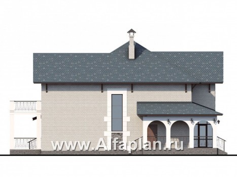 Проекты домов Альфаплан - «Реноме» - коттедж с красивой галереей и большой террасой - превью фасада №3