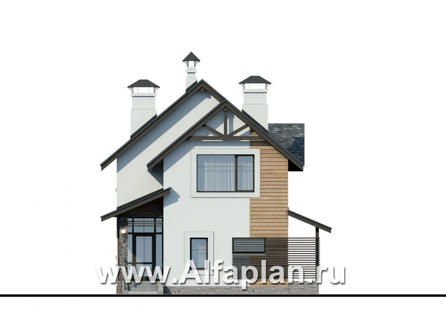 Проекты домов Альфаплан - «Гольфстрим» - дом для очень узкого участка - изображение фасада №1