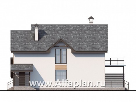 Проекты домов Альфаплан - «Гольфстрим»- компактный дом с навесом для авто - превью фасада №2