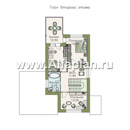 Проекты домов Альфаплан - «Гольфстрим»- компактный дом с навесом для авто - превью плана проекта №2