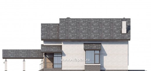 Проекты домов Альфаплан - «Эль-Ниньо»- дом с террасами и навесом для машин - превью фасада №2