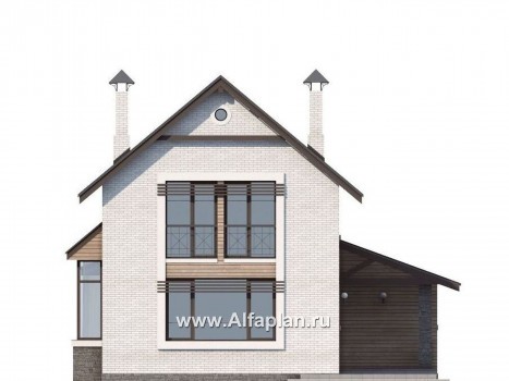 Проекты домов Альфаплан - «Эль-Ниньо»- дом с террасами и навесом для машин - превью фасада №4