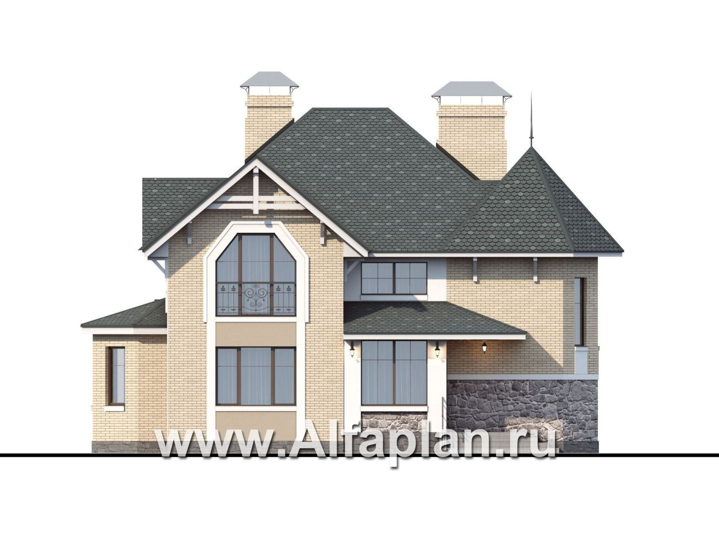 Проекты домов Альфаплан - «Бестужев» - классический коттедж с удобным планом - изображение фасада №1