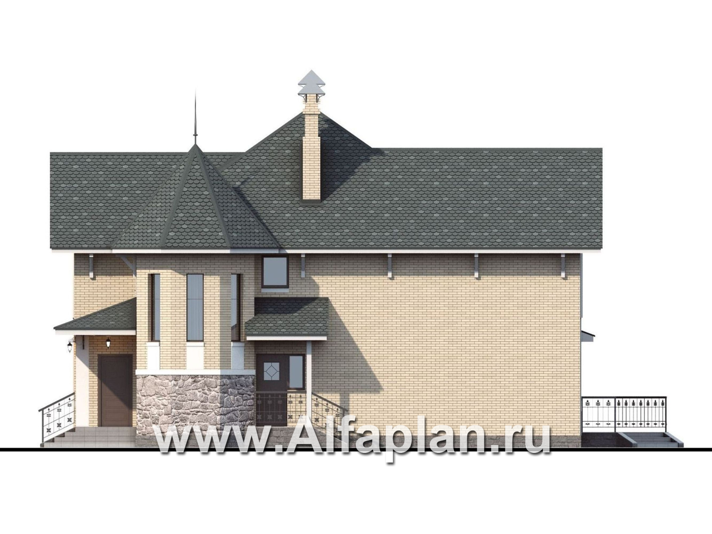 Проекты домов Альфаплан - «Бестужев» - классический коттедж с удобным планом - изображение фасада №2