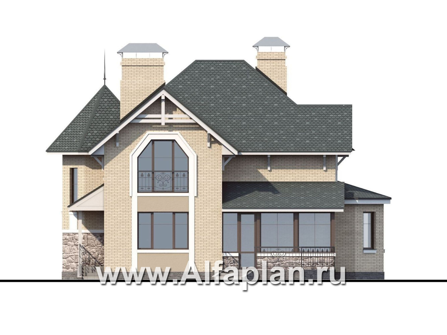Проекты домов Альфаплан - «Бестужев» - классический коттедж с удобным планом - изображение фасада №4