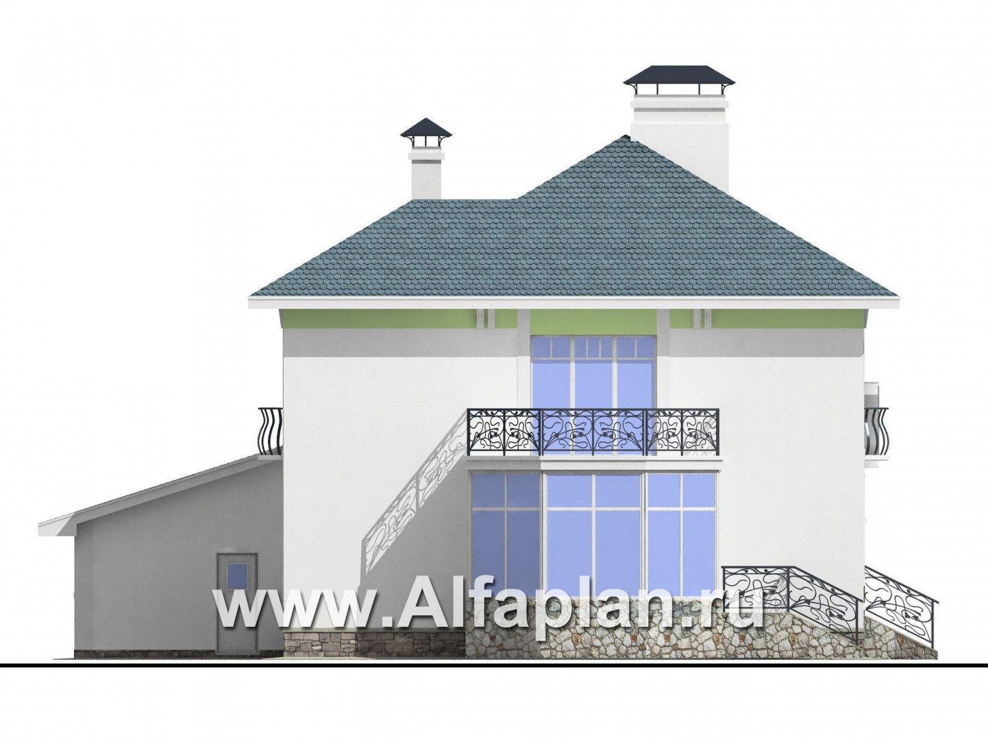 Проекты домов Альфаплан - «Палома» - респектабельный  особняк с большим гаражом - изображение фасада №4