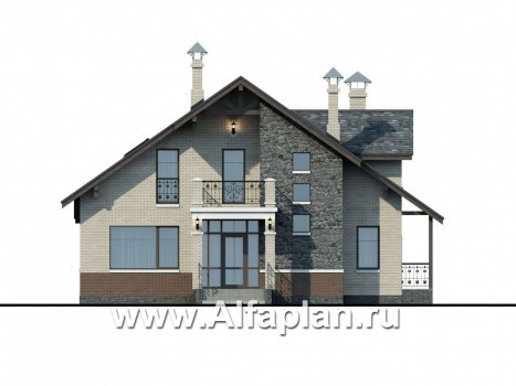 Проекты домов Альфаплан - «Бергедорф» - экономичный дом с двускатной кровлей - превью фасада №1