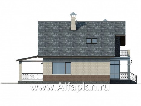 Проекты домов Альфаплан - «Бергедорф» - экономичный дом с двускатной кровлей - превью фасада №3
