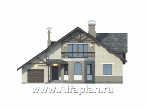 Проекты домов Альфаплан - «Бавария» - шале с комфортной планировкой - превью фасада №1