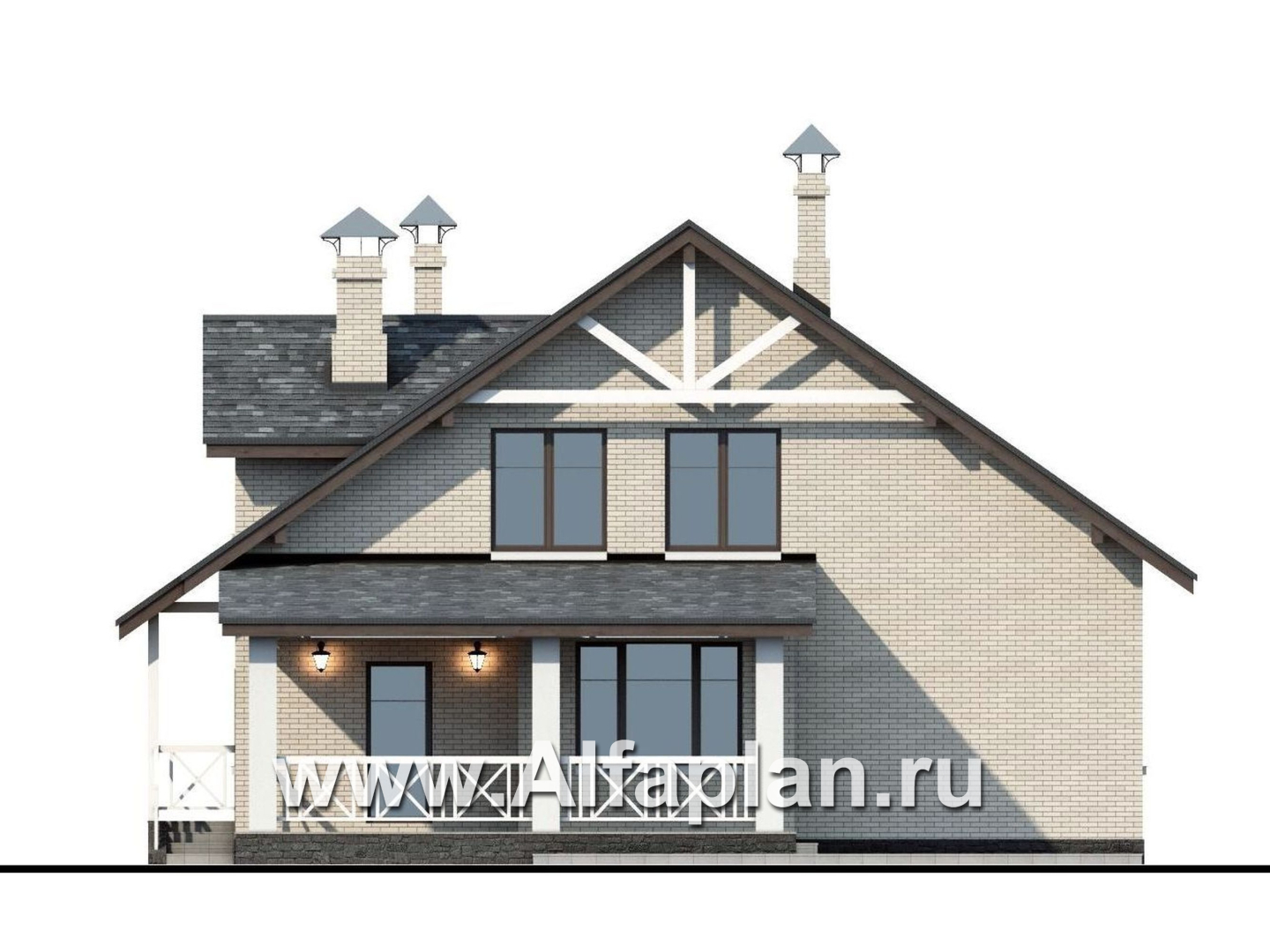 Проекты домов Альфаплан - «Грюневальд»-  рациональный план дома, двускатная крыша - изображение фасада №4