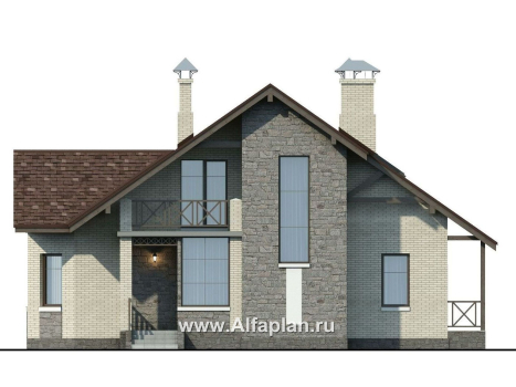 Проекты домов Альфаплан - «Зальцбург» - рациональный план дома, двускатная крыша - превью фасада №1