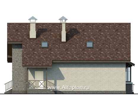 Проекты домов Альфаплан - «Зальцбург» - рациональный план дома, двускатная крыша - превью фасада №2