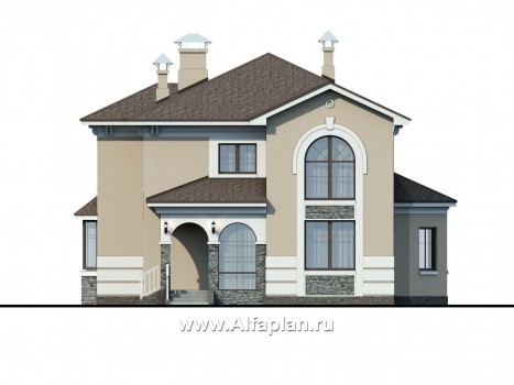 Проекты домов Альфаплан - «Белоостров»- классический коттедж с удобной планом - превью фасада №1
