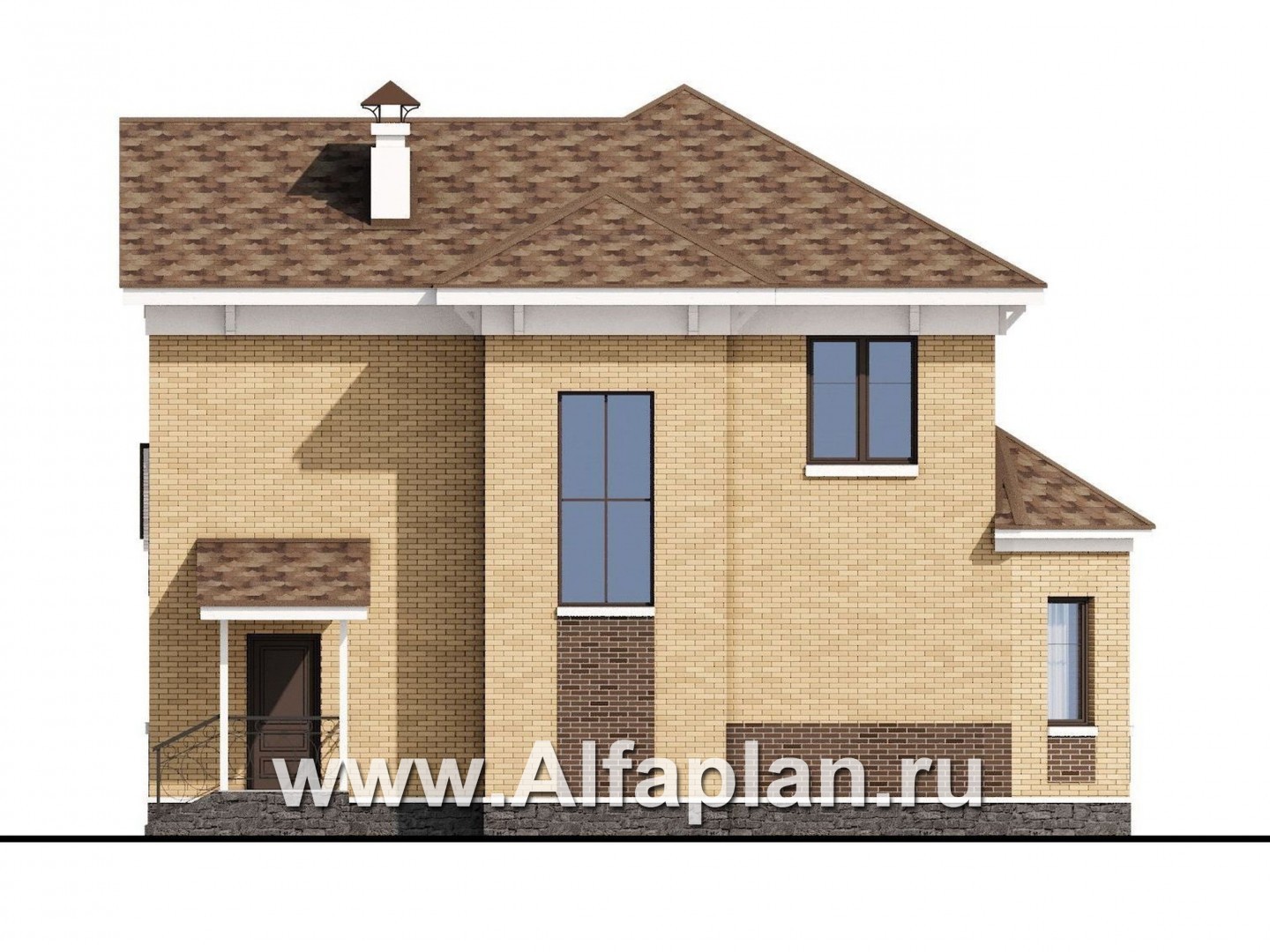 Проекты домов Альфаплан - «Классика»- двухэтажный особняк с эркером - изображение фасада №4