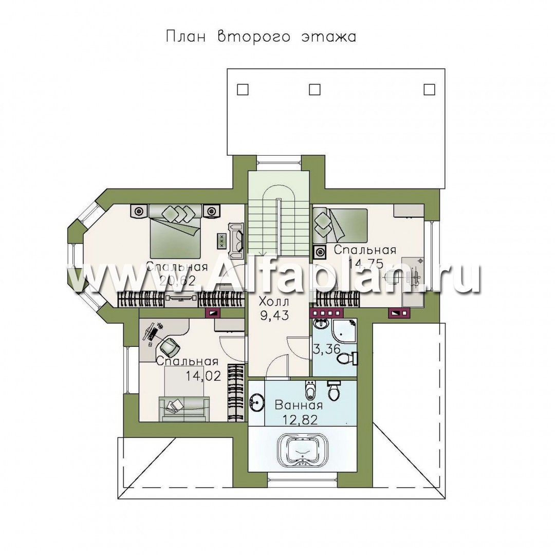 Проекты домов Альфаплан - «Магнит» - коттедж с террасами и постирочной - изображение плана проекта №2