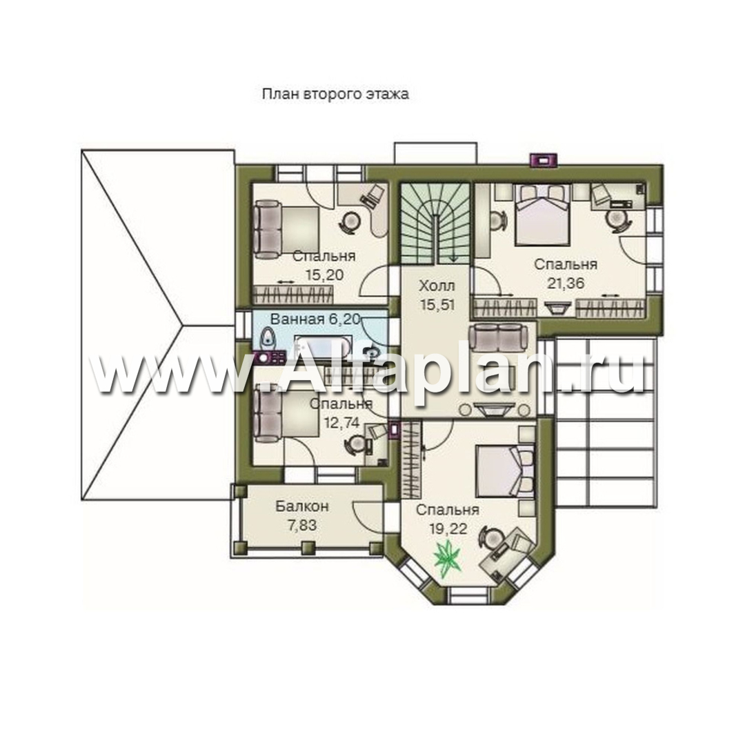 Проекты домов Альфаплан - «Модус Вивенди»- изящный коттедж с зимним садом (или верандой) и гаражом - план проекта №2