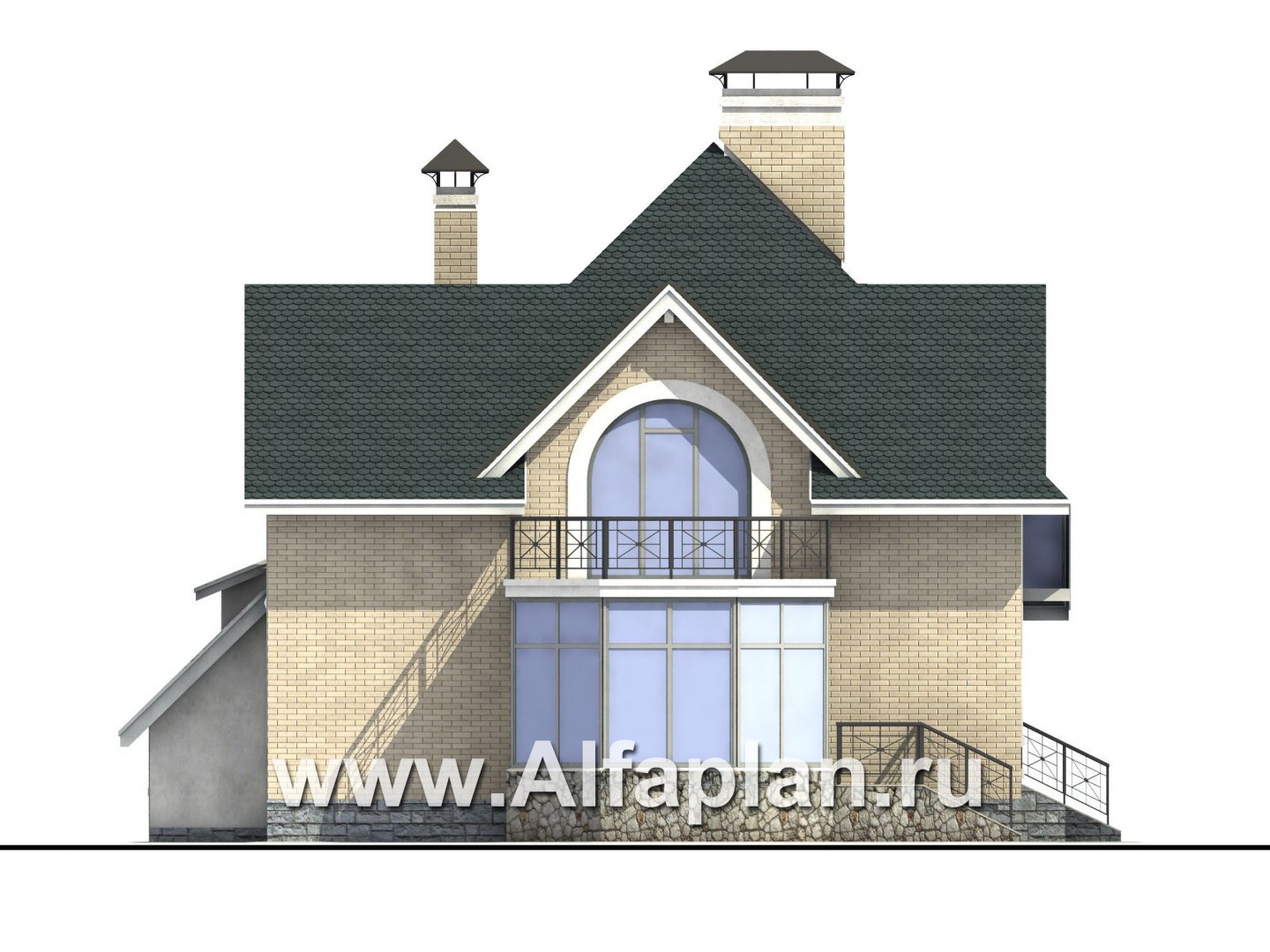 Проекты домов Альфаплан - Загородный дом с компактным планом - изображение фасада №4