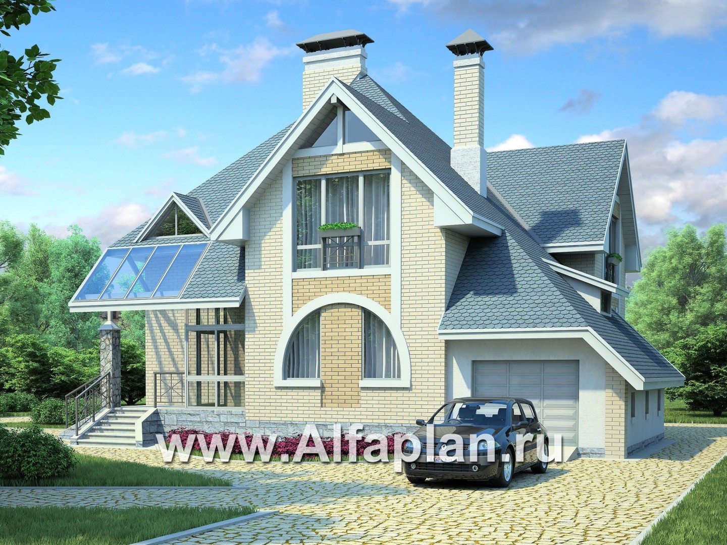 Проекты домов Альфаплан - Загородный дом с компактным планом - дополнительное изображение №1