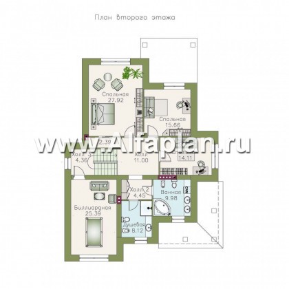 Проекты домов Альфаплан - «Кленовый лист»- комфортный дом с гаражом и бильярдной - превью плана проекта №2