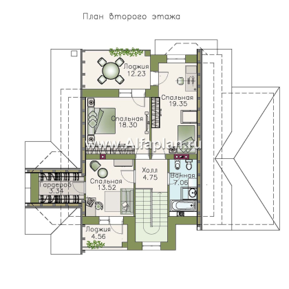 Проекты домов Альфаплан - «Зальцбург»- рациональный дом с навесом для машины - превью плана проекта №2