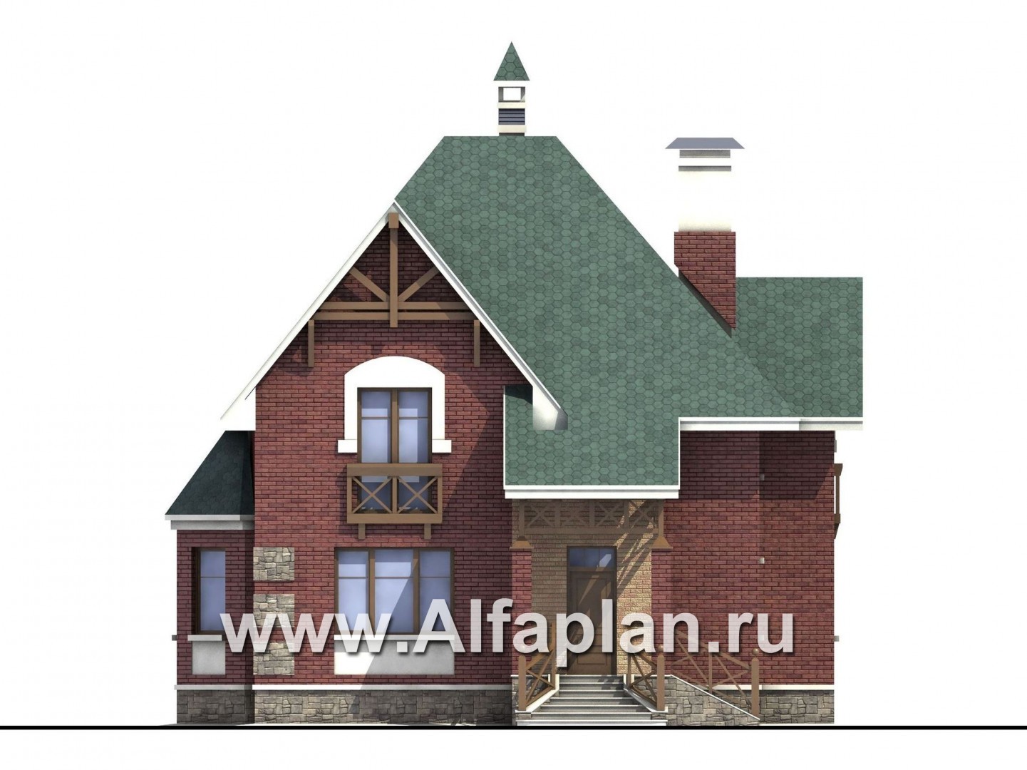 Проекты домов Альфаплан - «Магистр» - двухэтажный  дом с эркером - изображение фасада №1