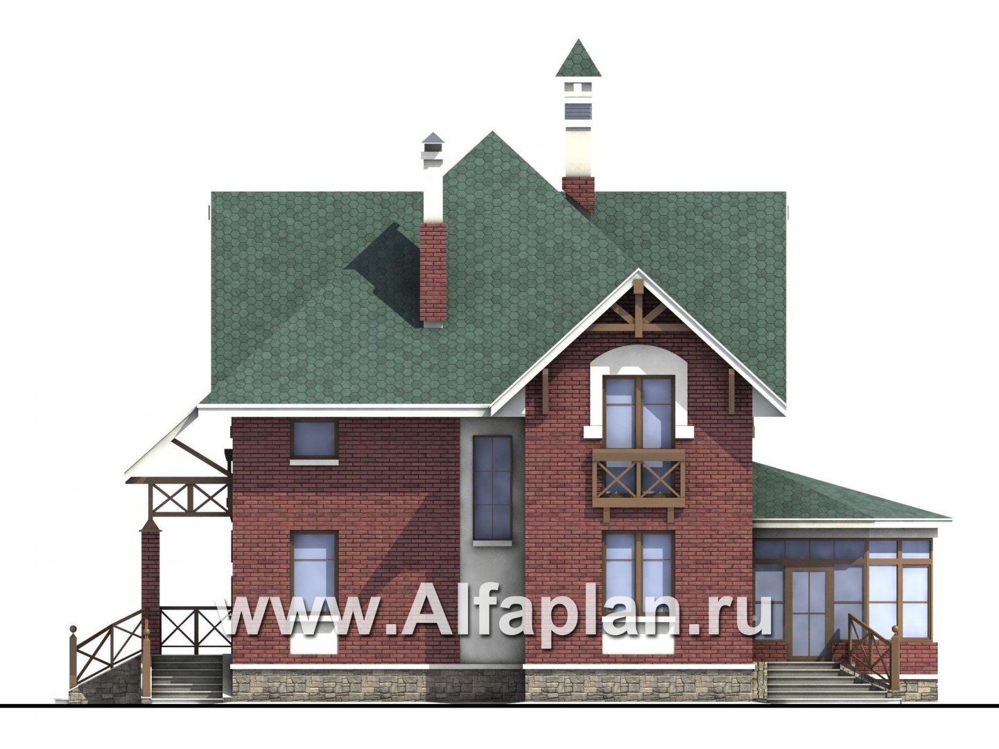 Проекты домов Альфаплан - «Магистр» - двухэтажный  дом с эркером - изображение фасада №2