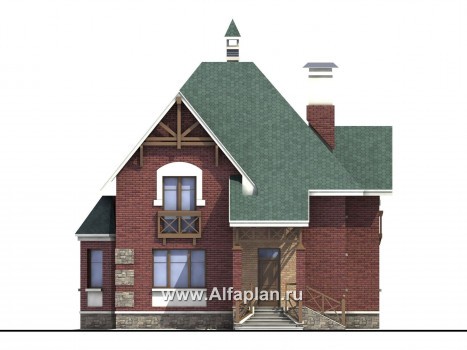 Проекты домов Альфаплан - «Магистр» - двухэтажный  дом с эркером - превью фасада №1