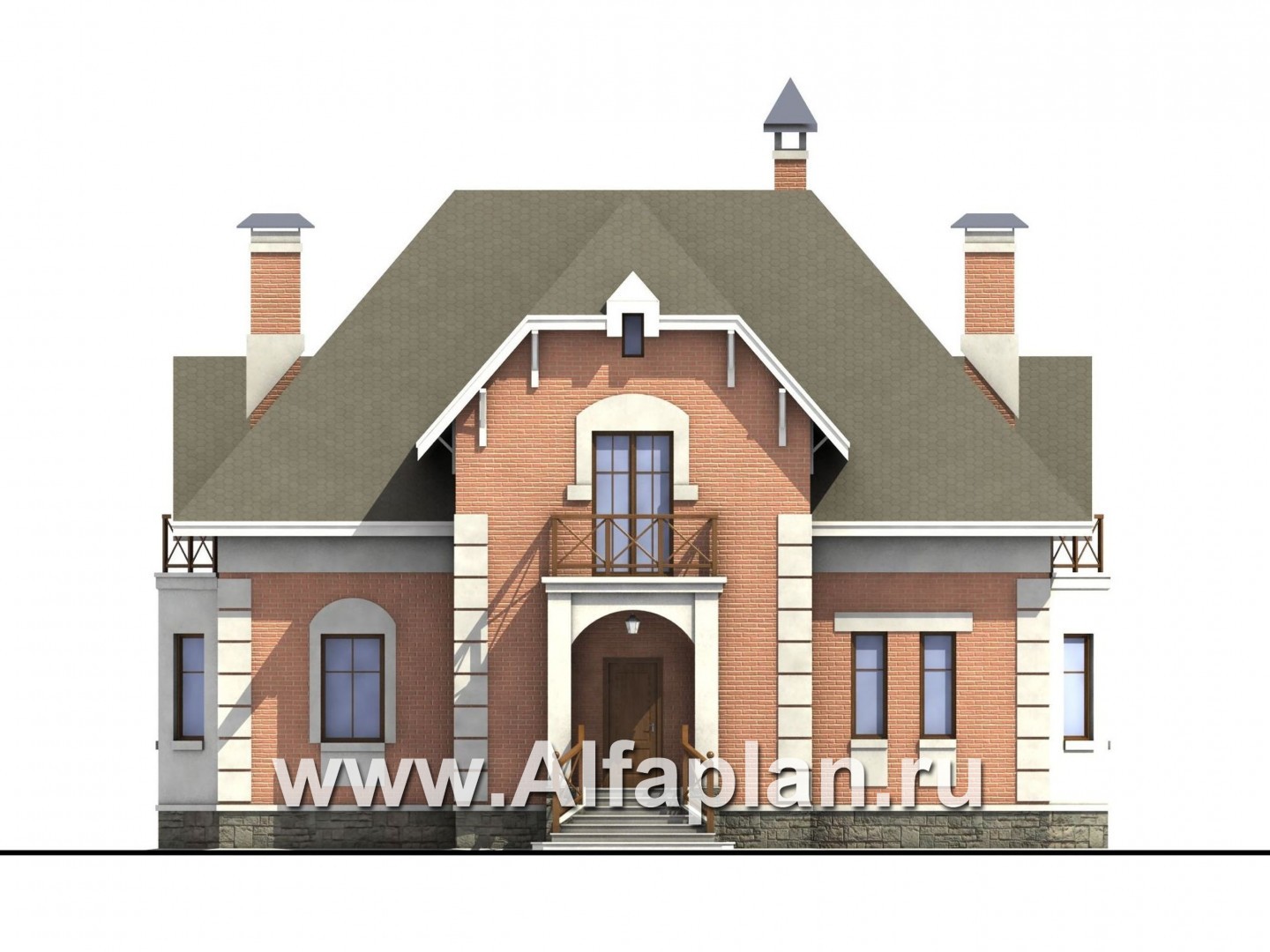 Проекты домов Альфаплан - «Ноблесса»  - коттедж в стиле «Петровское барокко» - изображение фасада №1