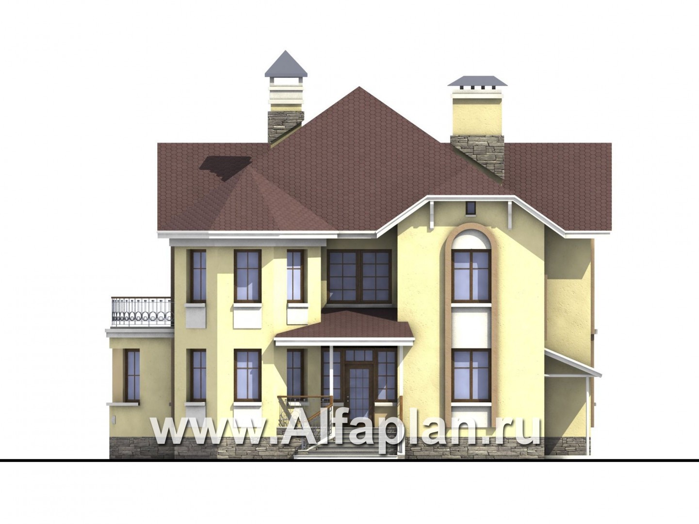 Проекты домов Альфаплан - «Амбиент» - загородный дом с эркером - изображение фасада №1