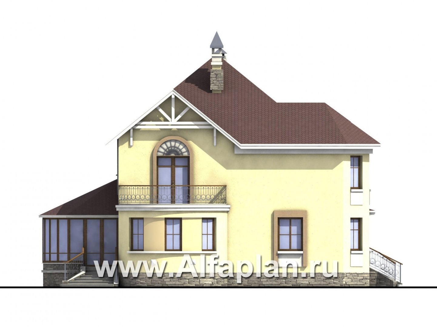 Проекты домов Альфаплан - «Амбиент» - загородный дом с эркером - изображение фасада №3