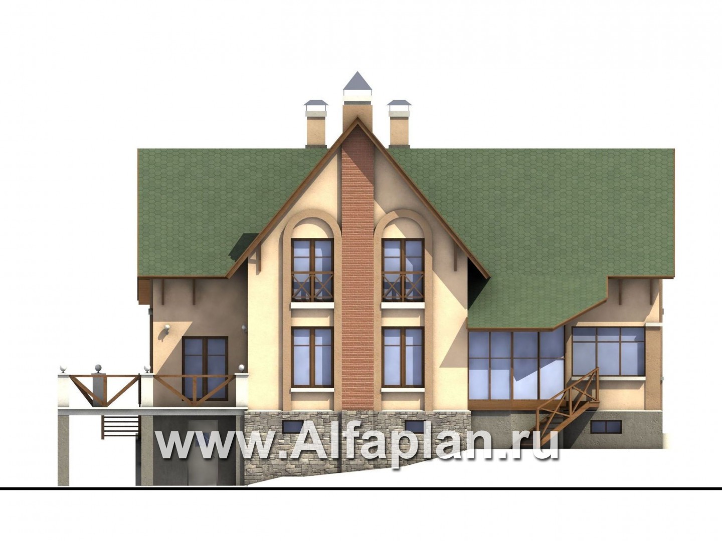Проекты домов Альфаплан - «Яблоко» - дом для узкого участка с рельефом - изображение фасада №1