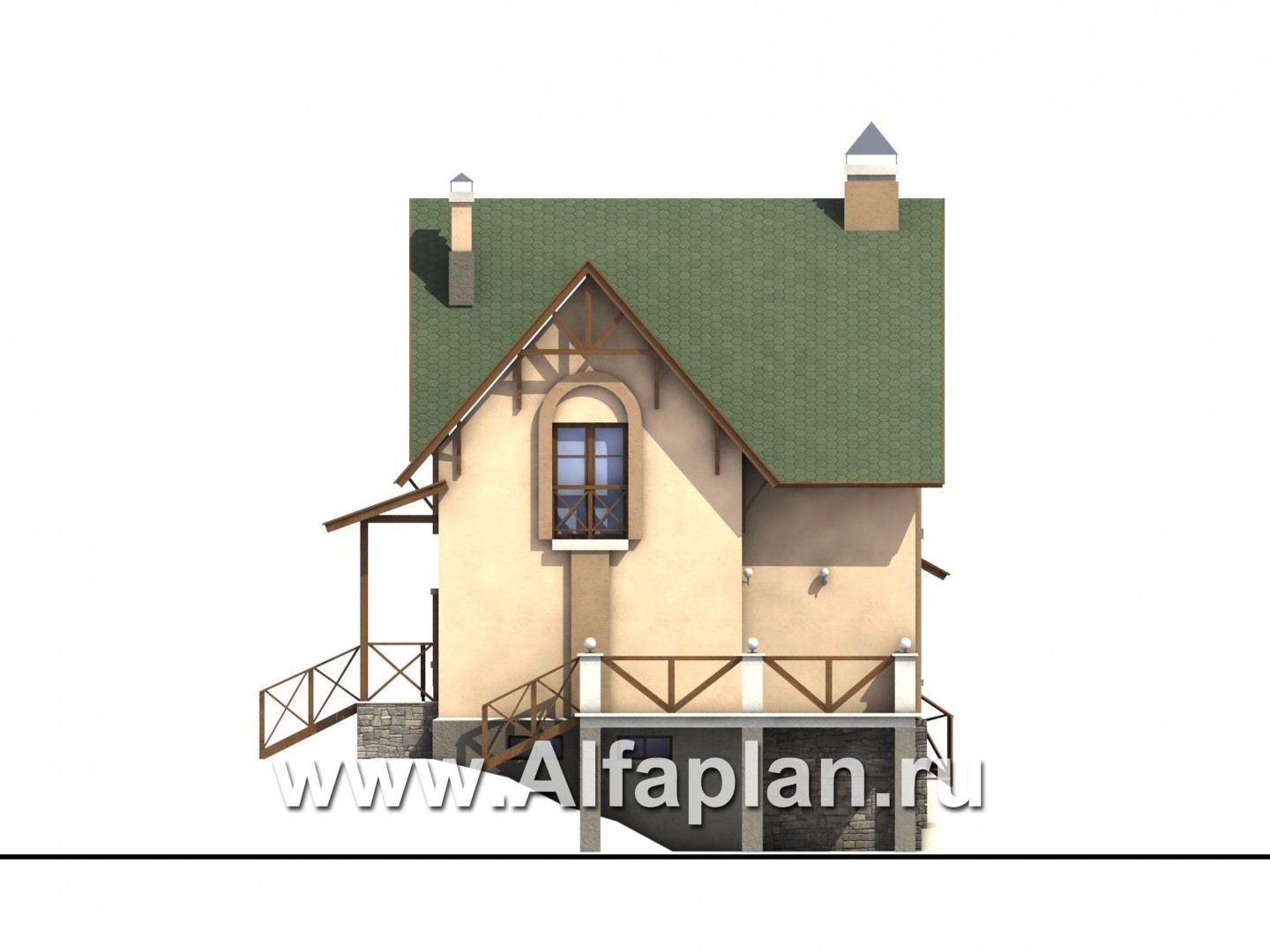 Проекты домов Альфаплан - «Яблоко» - дом для узкого участка с рельефом - изображение фасада №3