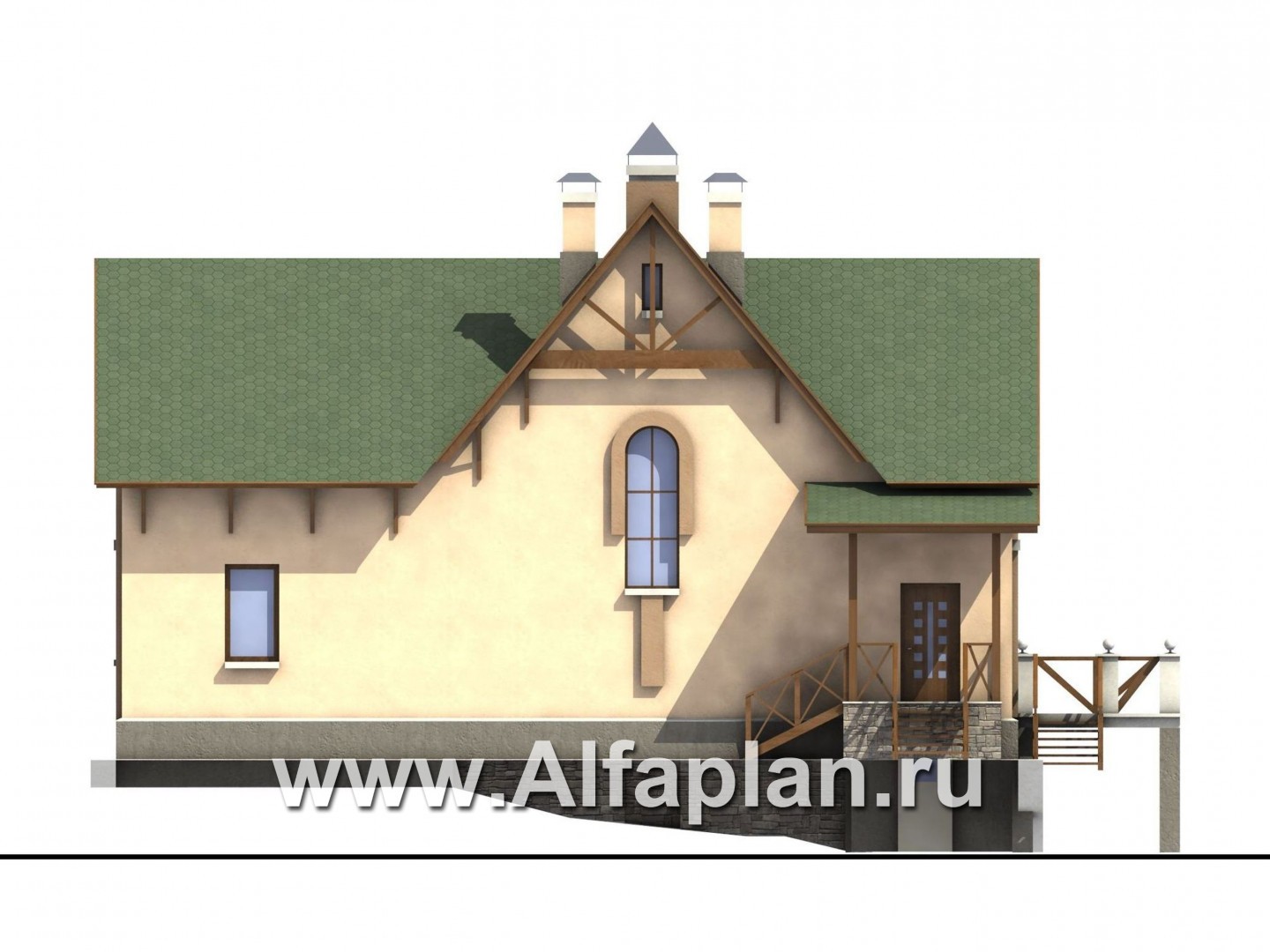 Проекты домов Альфаплан - «Яблоко» - дом для узкого участка с рельефом - изображение фасада №4
