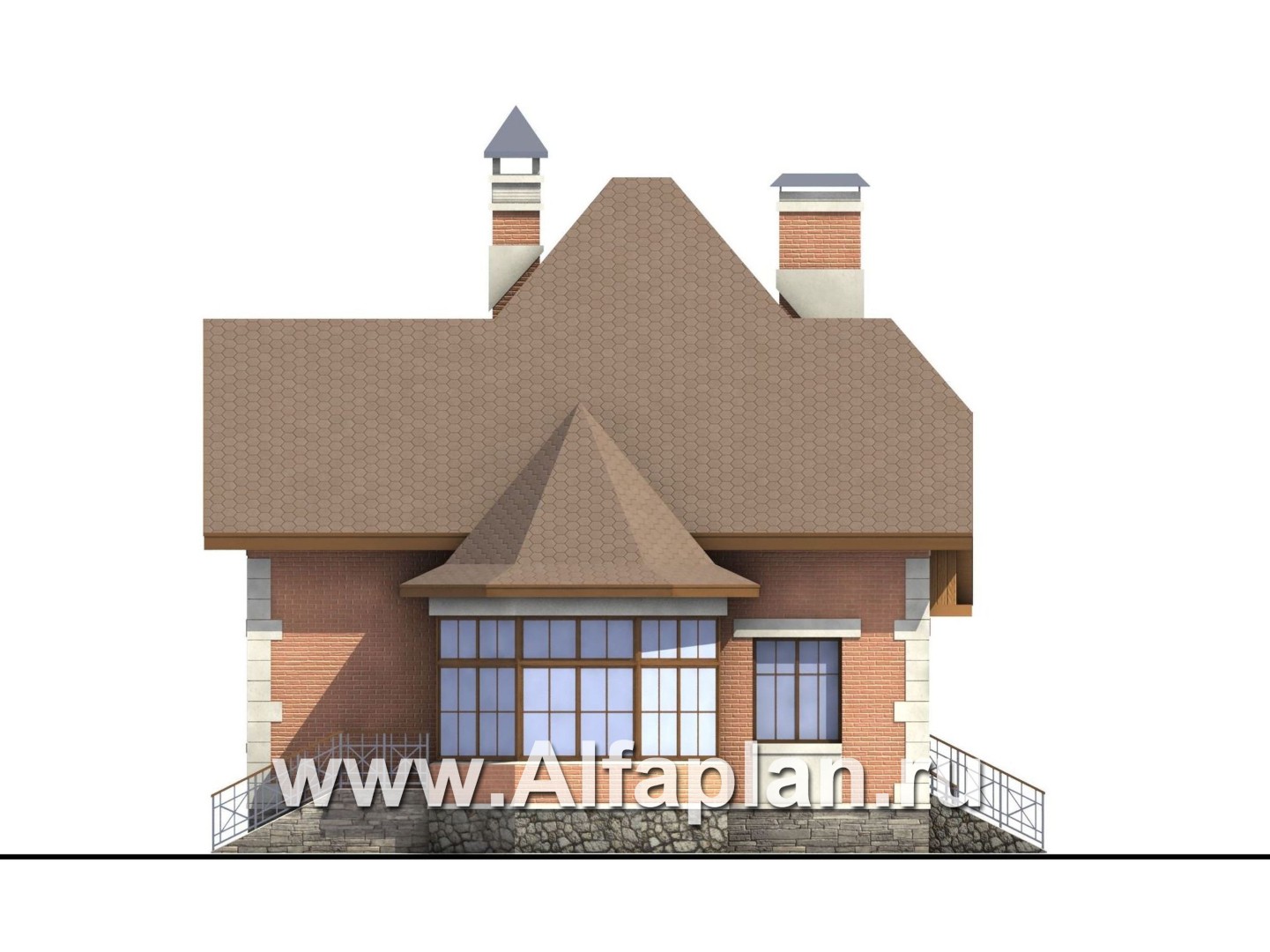 Проекты домов Альфаплан - «Ягерхаус» — загородный дом с пирамидальной кровлей - изображение фасада №4
