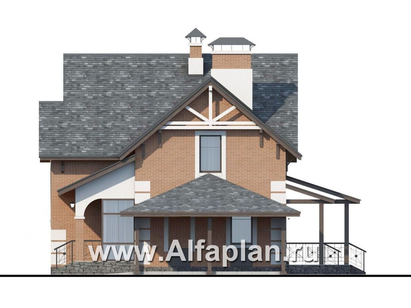 Проекты домов Альфаплан - «Приоритет»-  элегантный коттедж , удобный план дома - изображение фасада №2