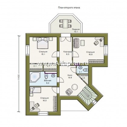 Проекты домов Альфаплан - «Баттерфляй» - коттедж для углового участка - превью плана проекта №2