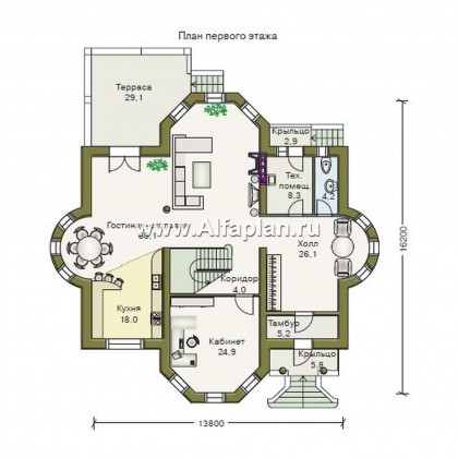 Проекты домов Альфаплан - «Белта» - респектабельный двухэтажный особняк - превью плана проекта №1