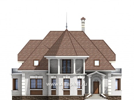 «Белта» -  проект дома из газобетона с мансардой, планировка со вторым светом в гостиной, с эркером и террасой - превью фасада дома