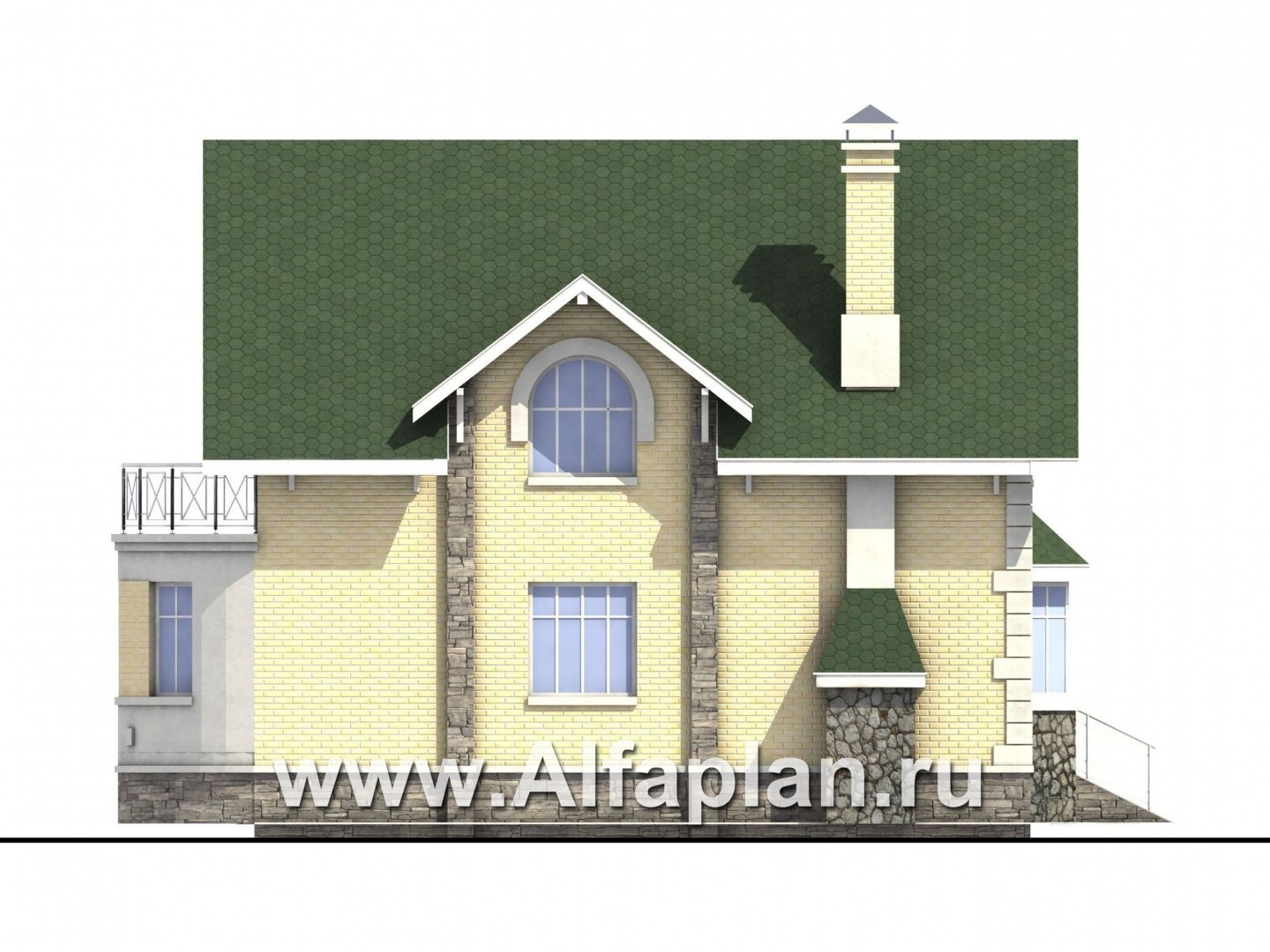 Проекты домов Альфаплан - «Ретростилиса» - проект экономичного дома для небольшого участка - изображение фасада №3