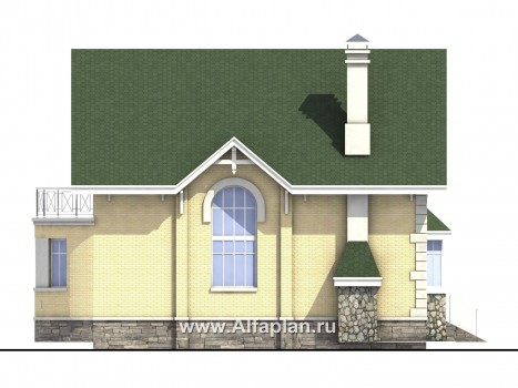 Проекты домов Альфаплан - «Ретростилиса» - рациональный дом с гаражом - превью фасада №3
