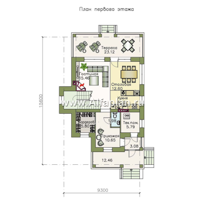 Проекты домов Альфаплан - «Белая ночь»- дом с компактным и комфортным планом - превью плана проекта №1