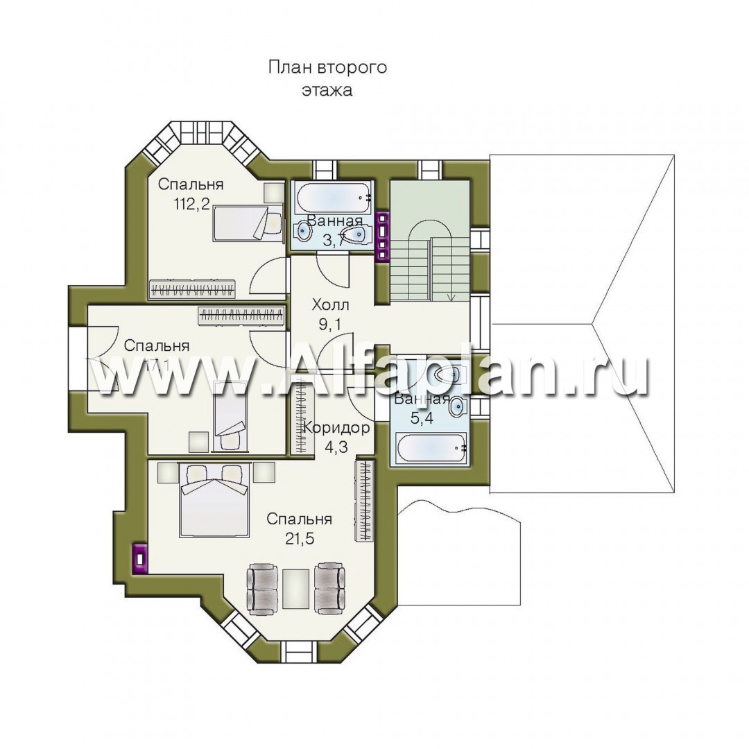 Проекты домов Альфаплан - «Фортуна» - небольшой загородный дом - изображение плана проекта №3
