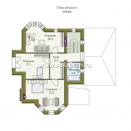 Проекты домов Альфаплан - «Фортуна» - небольшой загородный дом - превью плана проекта №2