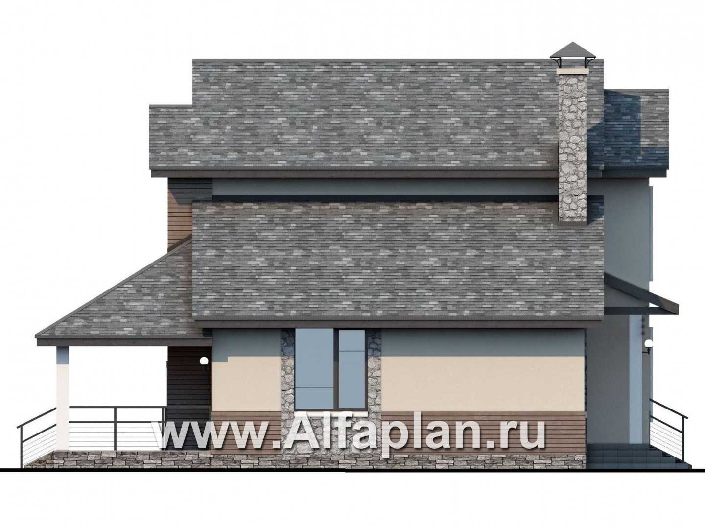 Проекты домов Альфаплан - Современный кирпичный дом «Прагма» - изображение фасада №3