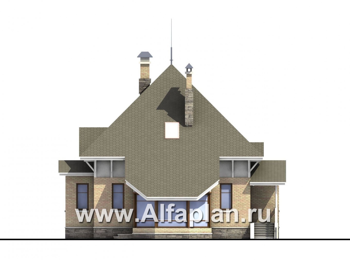 Проекты домов Альфаплан - «Петит» - проект коттеджа с пирамидальной кровлей - изображение фасада №4