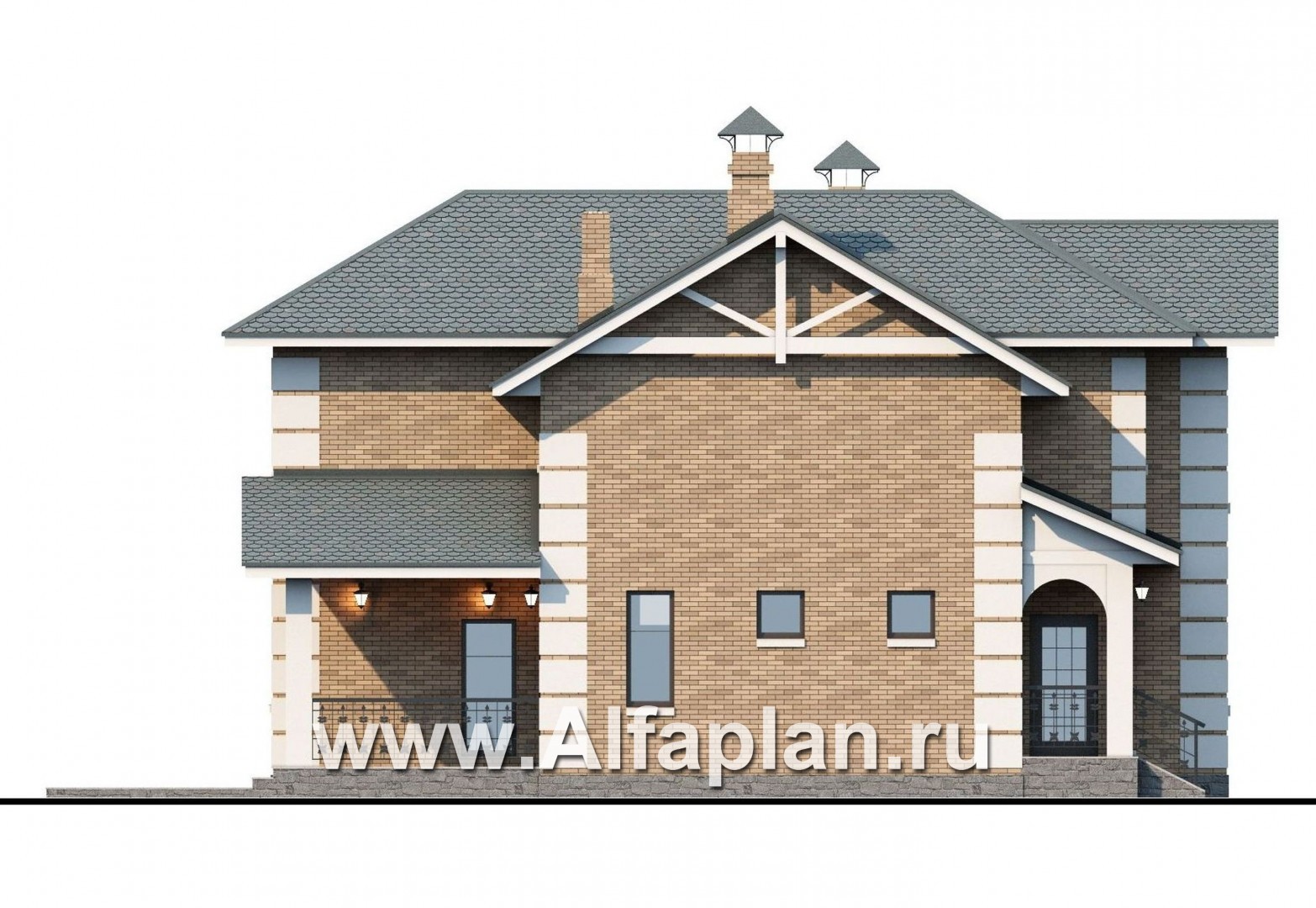 Проекты домов Альфаплан - «Потемкин» - элегантный двуxэтажный коттедж - изображение фасада №3