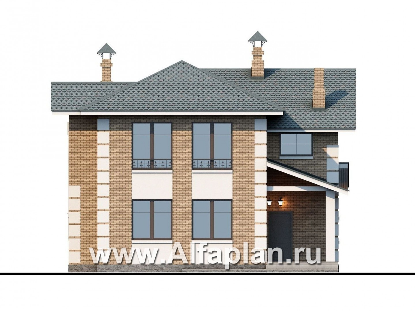 Проекты домов Альфаплан - «Потемкин» - элегантный двуxэтажный коттедж - изображение фасада №4