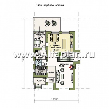 Проекты домов Альфаплан - «Потемкин» - элегантный двуxэтажный коттедж - превью плана проекта №1